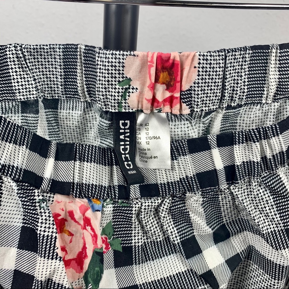 H&M Divided Plaid & Floral Off-Shoulder Mini Dress - Size L (NWOT) - Picture 8 of 8